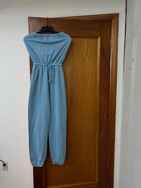 Zara Light Blue Strapless Jumpsuit